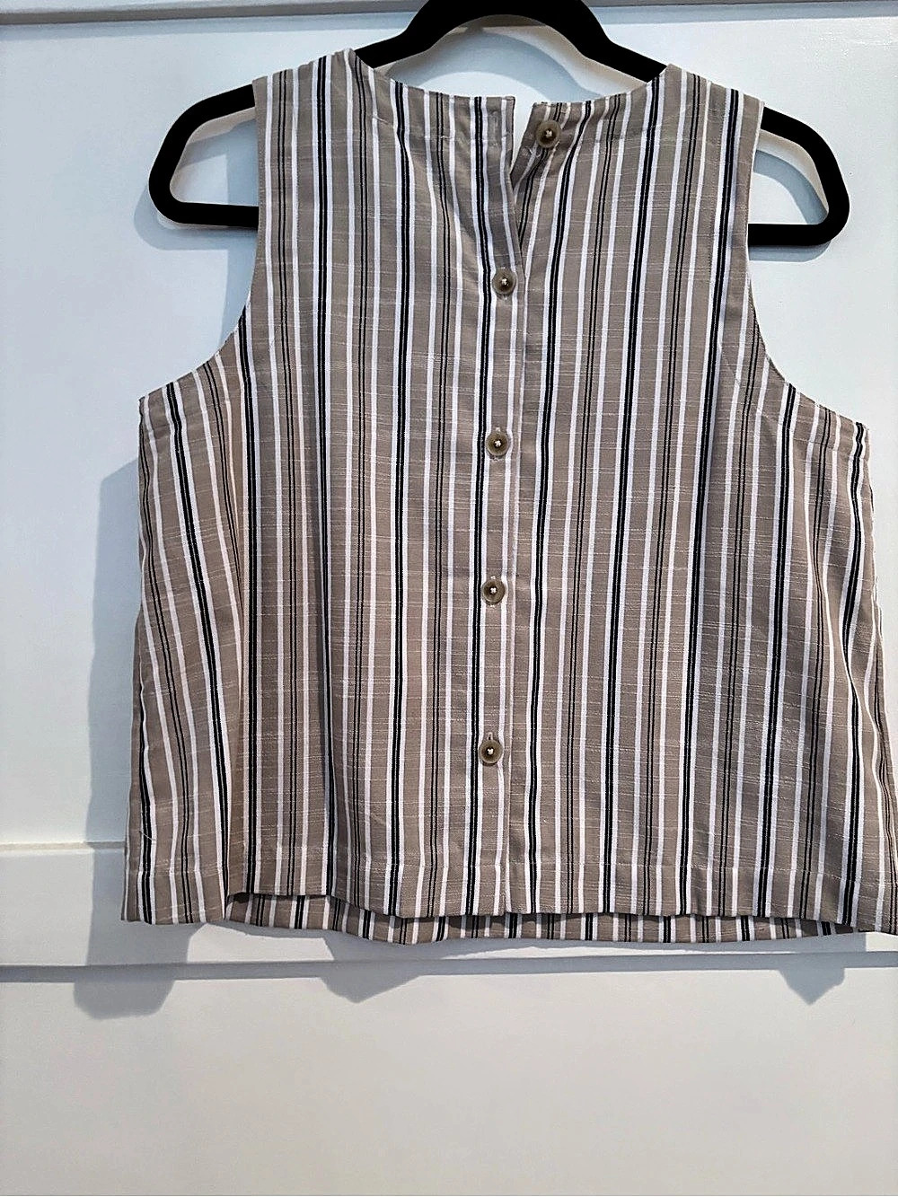 Loft Striped Tank Top in Brown & White Size Medium